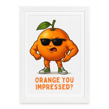 Orange avec lunettes de soleil – Punndesign - Affiche encadrée (27 × 37 cm) - blanc - Devant