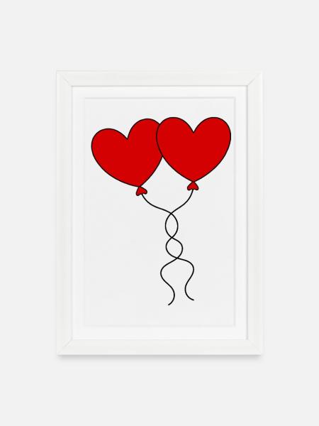 Valentinstag Rotes Herz, Valentinstag - Gerahmtes Poster (27 × 37 cm) - Weiß