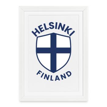 Emblème du Bouclier nordique d’Helsinki - Affiche encadrée (27 × 37 cm) - blanc - Devant