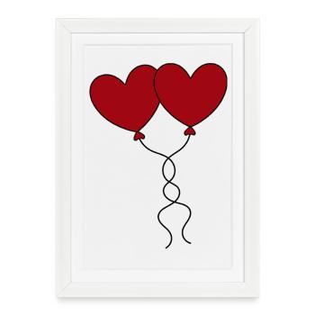 rotes herz rot Geschenk Valentinstag - Gerahmtes Poster (27 × 37 cm) - Weiß - Vorne