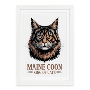 Maine Coon King of Cats - Majestic Feline Gift - Framed poster (27 × 37 cm) - white - Front