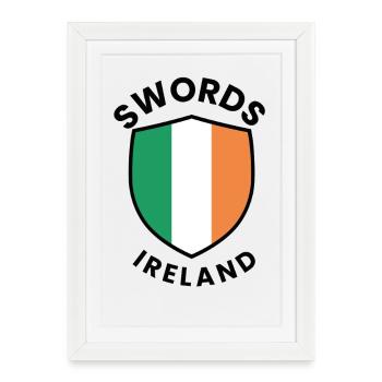 Emblème d’écu aux couleurs irlandaises SWORDS - Affiche encadrée (27 × 37 cm) - blanc - Devant