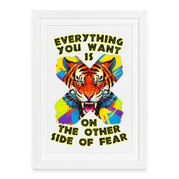 Tigre et peur - Affiche encadrée (27 × 37 cm) - blanc - Devant