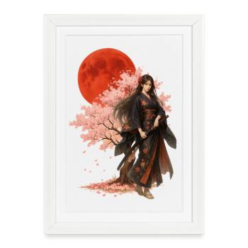 Beautiful Warrior | Oriental Japanese Art - Framed poster (27 × 37 cm) - white - Front