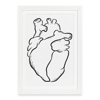 Imprimé anatomique de la ligne du cœur - Affiche encadrée (27 × 37 cm) - blanc - Devant