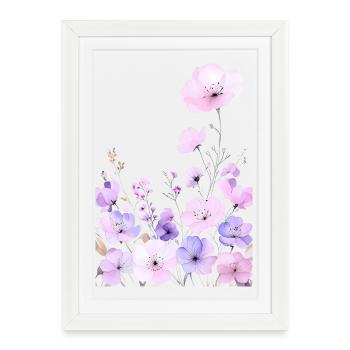 Des fleurs sauvages pastel dans le jardin floral doux - Affiche encadrée (27 × 37 cm) - blanc - Devant