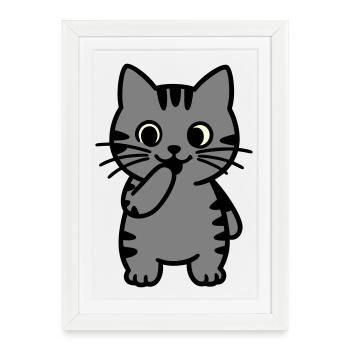 tiger-cat-stands-tri-color - Framed poster (27 × 37 cm) - white - Front