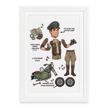 Rugged Adventurer Paper Doll - Framed poster (27 × 37 cm) - white - Front
