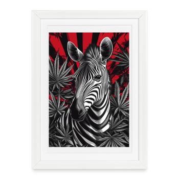 Un zèbre dans la jungle du cannabis - Affiche encadrée (27 × 37 cm) - blanc - Devant
