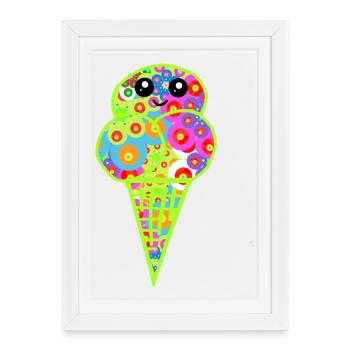 Retro Eis Vintage Kinder Kind 60er  - Framed poster (27 × 37 cm) - white - Front