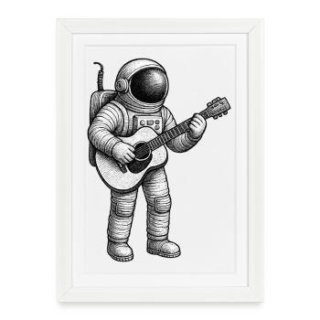 Astronaut Guitar Sketch - Framed poster (27 × 37 cm) - white - Front
