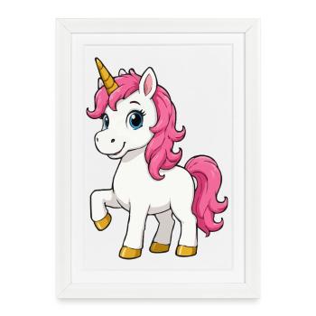 Pink Unicorn with Pink Mane - Framed poster (27 × 37 cm) - white - Front