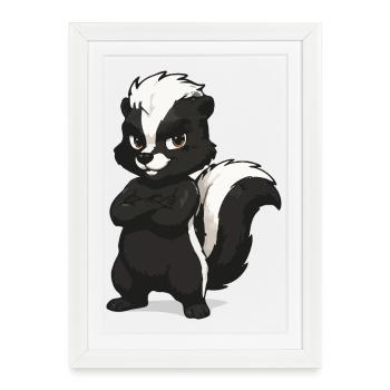 Mascotte moufette confiante - Affiche encadrée (27 × 37 cm) - blanc - Devant
