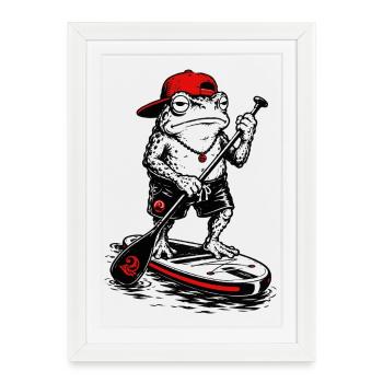 Drôle de planche de paddle SUP Stand Up paddle - Affiche encadrée (27 × 37 cm) - blanc - Devant