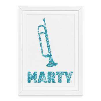 Marty dans le rôle des trompettes - Affiche encadrée (27 × 37 cm) - blanc - Devant