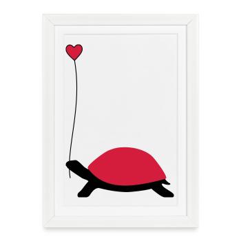 Turtle with heart balloon - Framed poster (27 × 37 cm) - white - Front