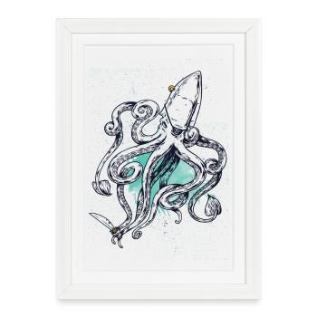 Pirate Octopus - Framed poster (27 × 37 cm) - white - Front