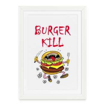 Fleischfresser Hamburger - Gerahmtes Poster (27 × 37 cm) - Weiß - Vorne