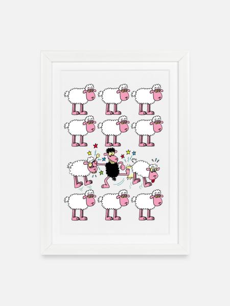 Schwarzes Schaf - Gerahmtes Poster (27 × 37 cm) - Weiß