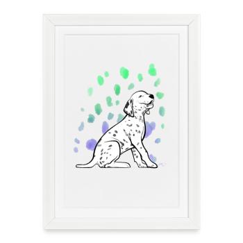 Chiot dalmatien - Affiche encadrée (27 × 37 cm) - blanc - Devant
