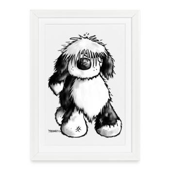 Terrier tibétain - Chien - Affiche encadrée (27 × 37 cm) - blanc - Devant