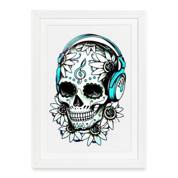 Crâne De Musique - Affiche encadrée (27 × 37 cm) - blanc - Devant