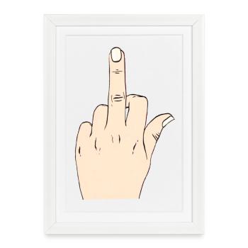Mode doigt du milieu - Affiche encadrée (27 × 37 cm) - blanc - Devant