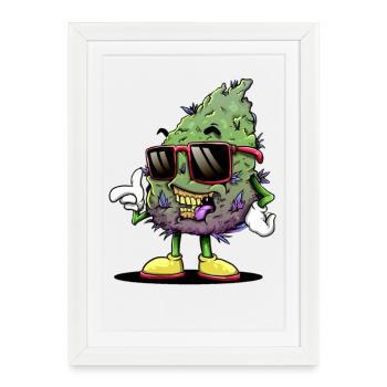 Funny cannabis - Framed poster (27 × 37 cm) - white - Front