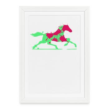 Cheval coloré - Affiche encadrée (27 × 37 cm) - blanc - Devant