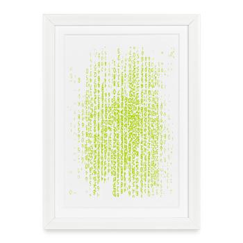 Matrix Neon Binärcode Druck auf Textilien - Gerahmtes Poster (27 × 37 cm) - Weiß - Vorne