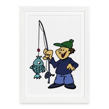 Pêcheur - Affiche encadrée (27 × 37 cm) - blanc - Devant