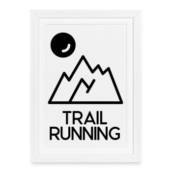 Trail Running - Affiche encadrée (27 × 37 cm) - blanc - Devant