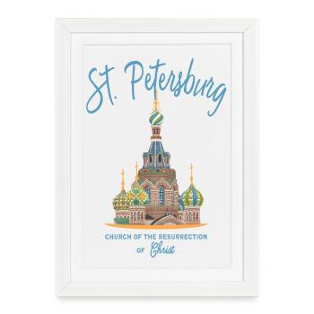 St. Petersburg, Russia, Church of the Savior on Spilled Blood - Framed poster (27 × 37 cm) - white - Front