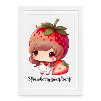 Chérie Strawbeery - Affiche encadrée (27 × 37 cm) - blanc - Devant