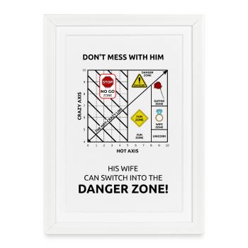 Danger Love Stop : Collage de romance urbaine - Affiche encadrée (27 × 37 cm) - blanc - Devant