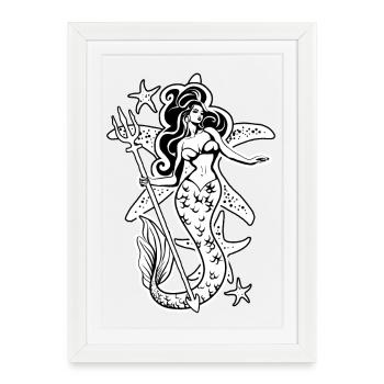 Sirène Rétro - Affiche encadrée (27 × 37 cm) - blanc - Devant