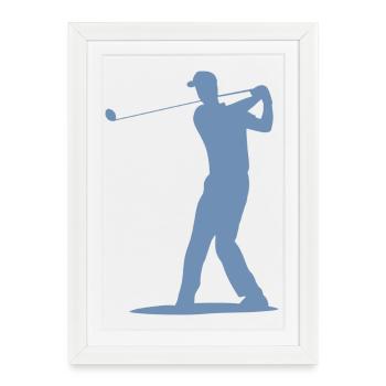 Golfer Tee Silhouette - Men's Design - Framed poster (27 × 37 cm) - white - Front