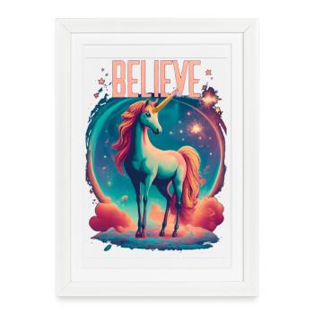 Believe in Unicorns - Framed poster (27 × 37 cm) - white - Front
