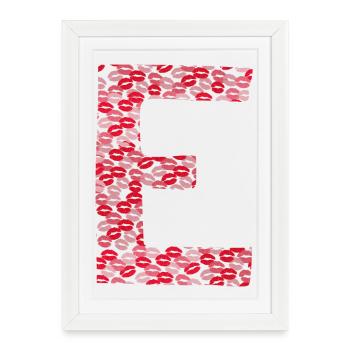 Lettre E - tshirt bisous - Affiche encadrée (27 × 37 cm) - blanc - Devant