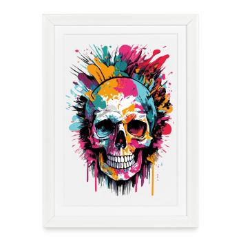 Skull Colorful - Pirate Head - Skull - Framed poster (27 × 37 cm) - white - Front