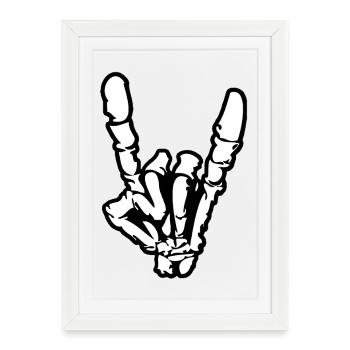 Rock and roll ou heavy metal signe de la main * - Affiche encadrée (27 × 37 cm) - blanc - Devant