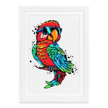 Amoureux Des Oiseaux, Animal, Perroquet, Oiseau, Animaux De Zoo - Affiche encadrée (27 × 37 cm) - blanc - Devant
