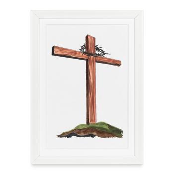 ealistic cross Golgatha - Gerahmtes Poster (27 × 37 cm) - Weiß - Vorne