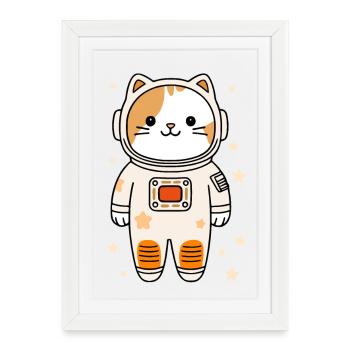 Catstronaute - Affiche encadrée (27 × 37 cm) - blanc - Devant