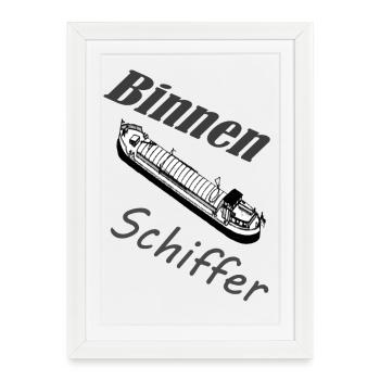 Inland Vessel Silhouette Illustration - Framed poster (27 × 37 cm) - white - Front