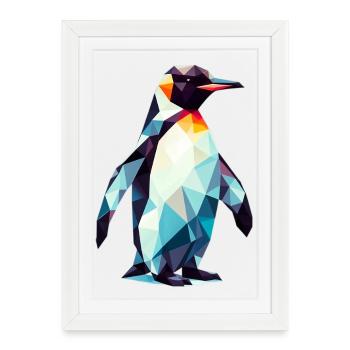 Pingouin polygonal - Affiche encadrée (27 × 37 cm) - blanc - Devant