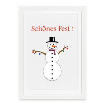 Bonhomme de neige beau festin - Affiche encadrée (27 × 37 cm) - blanc - Devant