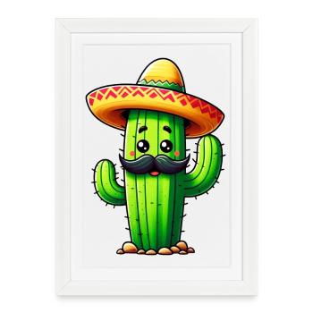 Cactus - Affiche encadrée (27 × 37 cm) - blanc - Devant