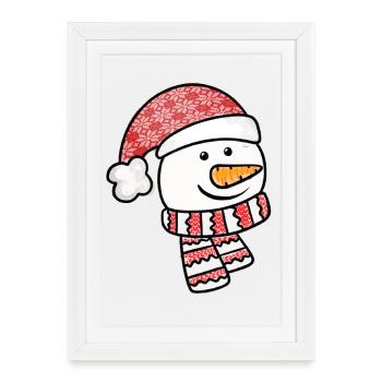 Cute And Chilly Little Snowman - Framed poster (27 × 37 cm) - white - Front