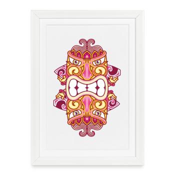Tiki King rouge - Surf - Affiche encadrée (27 × 37 cm) - blanc - Devant